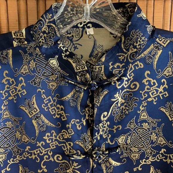 Elegant Blue and Gold Men Changshan - Picture 1 of 4